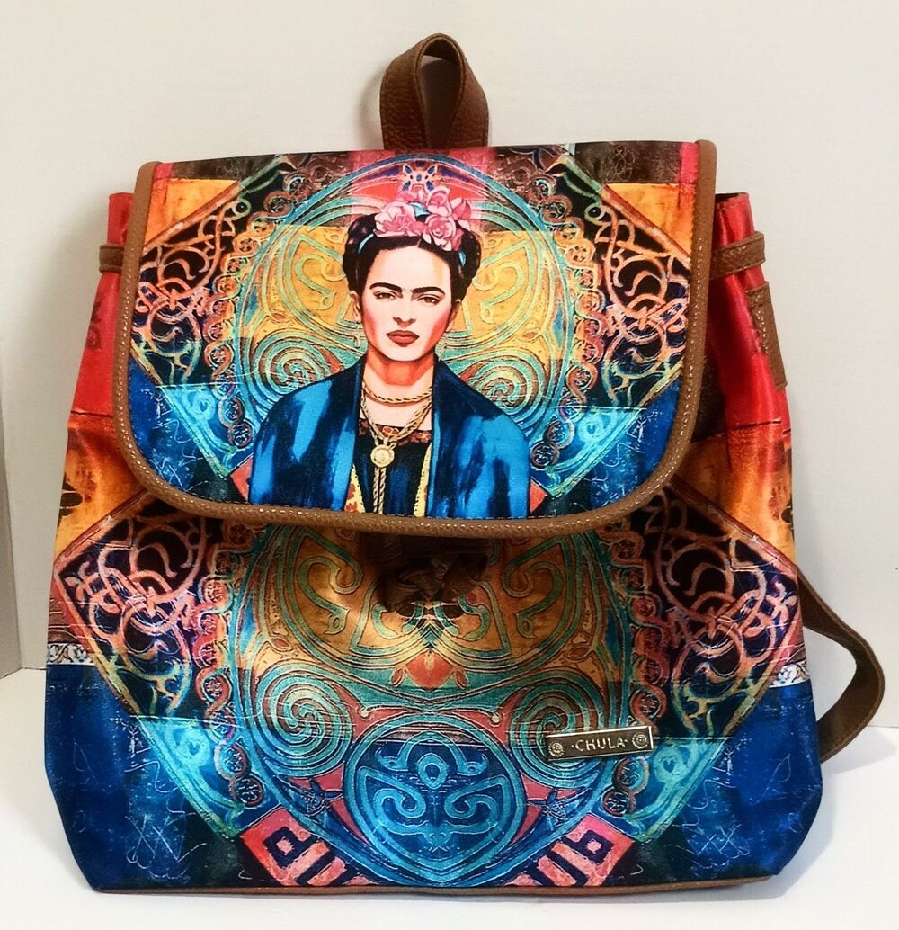 Chula Frida Khalo Graphic Print Backpack Magnetic Flap Made In Mexico NWT